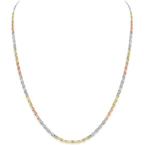 925 Sterling Silver Vale Chain Tri-Color Plated Diamond Cut Shine Necklace 2.4mm Made in Italy in Kuwait