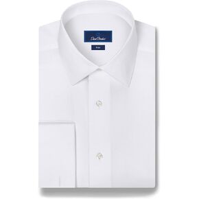 David Donahue Men's Trim Fit Dobby Weave French Cuff Formal Shirt in Kuwait