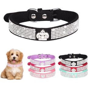 Pink Rhinestone Dog Collar for Medium Dogs, Pretty Glitter Crown Crystal Jewel Bling Sparkly Diamond Girls Dog Collars for Small Medium Pet Female Dogs, M in Kuwait