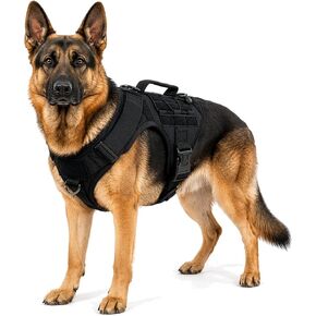 Albcorp Tactical Dog Harness - Heavy Duty, No-Pull Training Vest for Large Breeds, Military Service Dog Vest with Front Leash Clip, Hook & Loop Panels, Padded Handle – Coyote Brown, Large in Kuwait