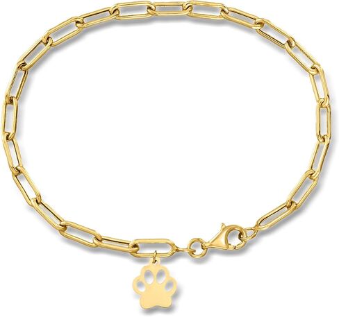 Canaria 10kt Yellow Gold Paw Print Charm Paper Clip Link Bracelet. 8 inches in Kuwait
