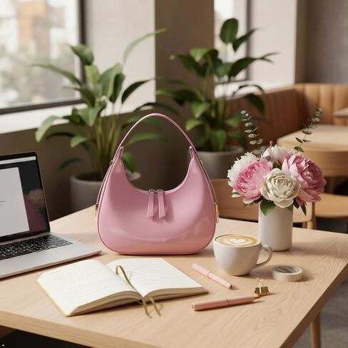 Didida Y2K Moon Bag Women's Crescent Shoulder Bag Retro Handbags Top Handle Patent Leather Cute Small Underarm Bag in Kuwait