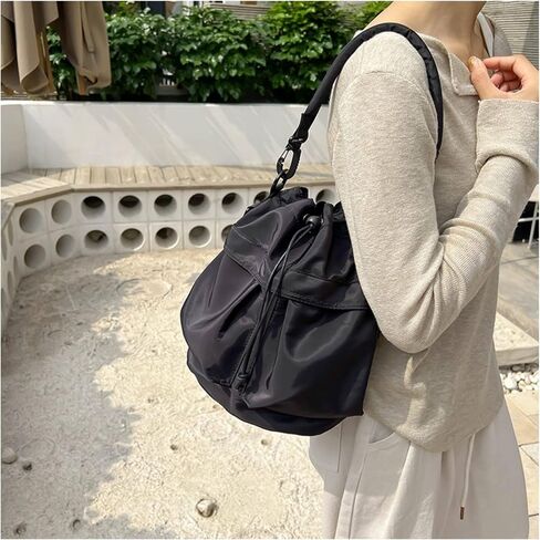 Drawstring Bucket Bag for Women Super Lightweight Nylon Crossbody Bag Tote Handbags for Travel Hiking Music Festival in Kuwait