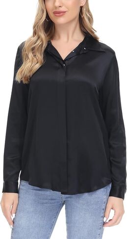 Women's Silk Blouse 100% Silk Long Sleeves Shirt in Kuwait