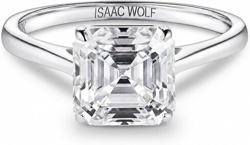 ISAAC WOLF Lab Created 10k Solid Gold 3.5 CT Asscher Cut Moissanite Diamond Solitaire Bridal Ring in Yellow, White OR Rose GOLD in Kuwait