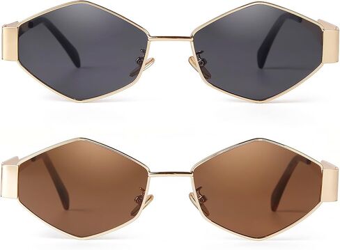 SDINM Hexagon Sunglasses for Women Retro Vintage Gold Metal Geometric Sun Glasses Shades UV Protection in Kuwait