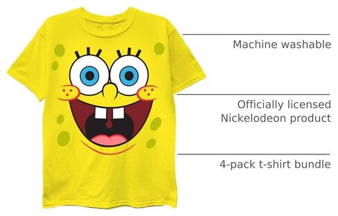 Spongebob Squarepants Boys T-Shirt 4-Pack Bundle - Spongebob, Patrick, Squidward, & Mr. Krabs - Nickelodeon - Boys Sizes 4-16 in Kuwait