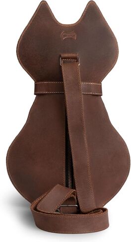Hide & Play, Kitty Shape Backpack Handmade from Full Grain Leather - Pet Lover Accessory, Great for Travel & Everyday Use - Bourbon Brown in Kuwait