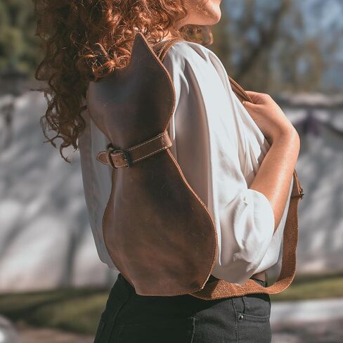 Hide & Play, Kitty Shape Backpack Handmade from Full Grain Leather - Pet Lover Accessory, Great for Travel & Everyday Use - Bourbon Brown in Kuwait