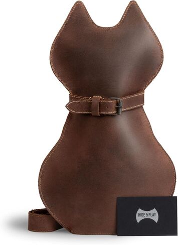 Hide & Play, Kitty Shape Backpack Handmade from Full Grain Leather - Pet Lover Accessory, Great for Travel & Everyday Use - Bourbon Brown in Kuwait