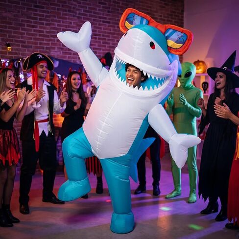 Foaincore Inflatable Shark Costumes for Adults Halloween Costumes Shark Air Blow up Fancy Costume for Cosplay Part in Kuwait
