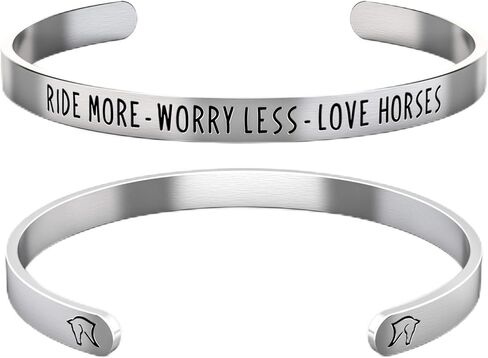 سوار الحصان Happy Kisses - هدية الحصان لراكبي الخيل - "Ride More - Worry Less - Love Horses"، سوار لطيف للنساء والفتيات in Kuwait