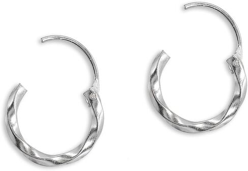 Sterling Silver Twist Endless Round Lightweight Unisex Hoop Earrings in Kuwait