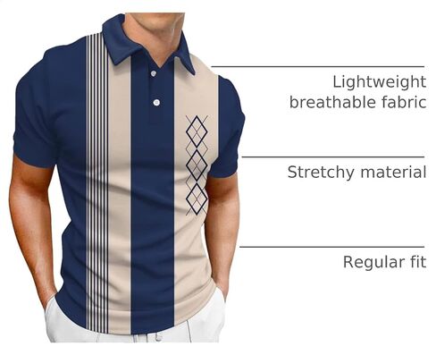 Hodaweisolp Men Short Sleeve Polo Shirt Casual Printed Collared Slim Fit Golf Shirts Tops in Kuwait