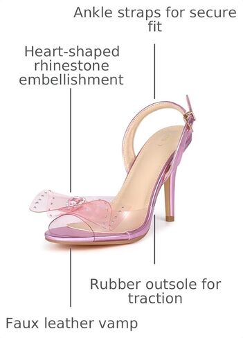 Allegra K Women's Bow Rhinestone Peep Toe Slingback Stiletto Heels Sandals in Kuwait