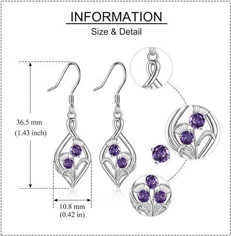 Flower Infinity Drop Earrings 925 Sterling Silver Sunflower/Daisy/Thistle Flower Dangle Earrings for Women Girls Sunflower/Daisy/Thistle Flower Jewelry Gift in Kuwait