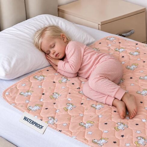 Potty Training Waterproof Bed Pad - for Night Time Bed Protector Excellent for Toilet Training & Bedwetting, Reusable Toddler Portable Mat, Can Be Used On Bed, Sofa & Travel, Absorbs Up to 1.8 litres in Kuwait