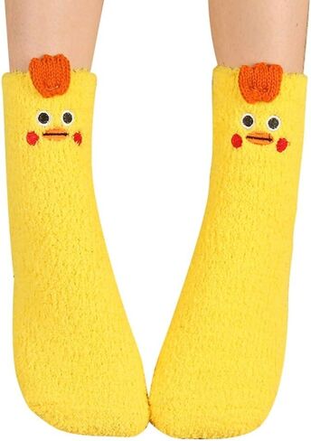 OVOV 1 Pair Women's Winter Warm Sleep Socks Coral Fleece Fuzzy Animal Patterns Cute Floor Socks in Kuwait