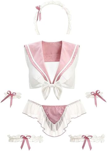 Japanese School Girl Cosplay Lingerie Kawaii Anime Schoolgirl Roleplay Costume Cute Lolita Bikini in Kuwait