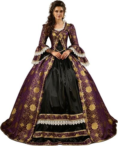 CountryWomen Gothic Princess Renaissance Bridesmaid Period Rococo Dress Ball Gown Theater Costume in Kuwait