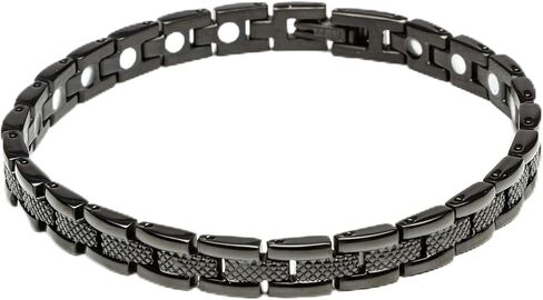 Thin Black Stainless Steel Magnetic Bracelet (8.5") in Kuwait
