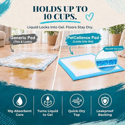 Puppy Pads XL - 24" x 36" Extra Large, Super Absorbent, Leak-Proof Dog Training Pee Pads - Waterproof, Non-Slip with Sticky Tapes, 6-Layer Protection, Odor Control (XL - 24" x 36" - 40ct) in Kuwait