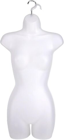 Female Molded Shatterproof Frosted Shapely Torso Form with Hook - Fits Women’s Sizes 5-10 - Hanging Fashion Form Mannequin to Display Top and Bottom Merchandise in Kuwait