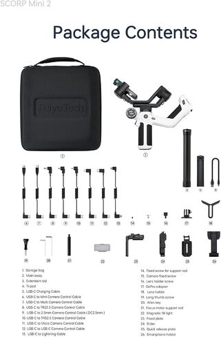 FeiyuTech SCORP Mini 2 [Official] Gimbal Stabilizer with 3 axis, All in One Gimbal for Mirrorless Cameras,Smartphone,Action Cameras,Built-in AI Tracker,Vertical Quick Release Plate,Black in Kuwait