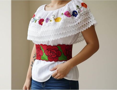 Mexican Belt Sash 33 Inches & 22 Inches String Beautiful Floral Desing Traditional Fiesta Party in Kuwait