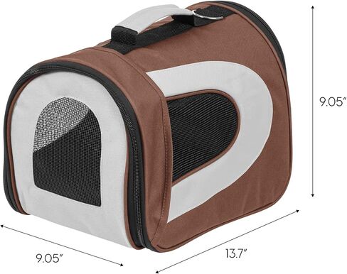 IRIS USA Large Soft Sided Carrier with Shoulder Strap, Sturdy Collapsible Water Resistant Cat Dog Pet Carrier with Padded Bottom and Top Handle for Travel Road Trip, Brown in Kuwait