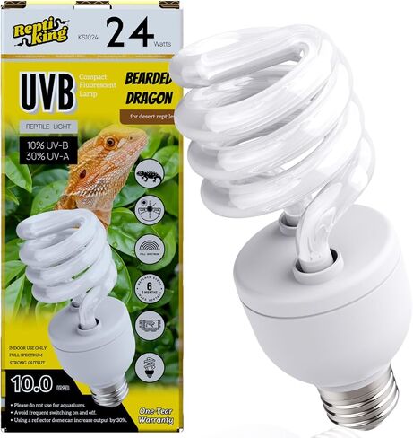 ReptiKing UVB ضوء الزواحف، 10.0 24 واط، UVA UVB مصباح لمبة الزواحف للتنين الملتحي، مصابيح UVB للزواحف الصحراوية in Kuwait