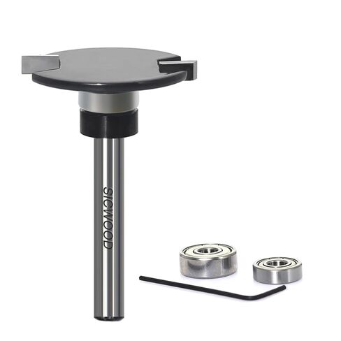Top Bearing Slot Cutter Router Bit - 1/4 Inch Shank, with 2 Bearings 3/4" and 5/8", Cut Height 5/32" , Carbide Tip Slot Cutting Bit/Slotting Cutter, for Wood Flooring Grooves in Kuwait