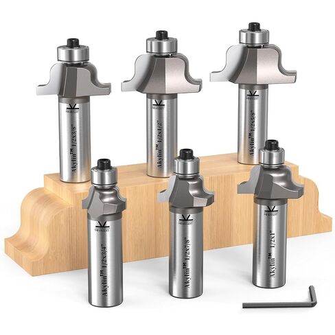 7Pcs Roman Ogee Router Bit Set,1/2" Shank,Decorative Edge Bits Double Radius 3/32", 1/8",5/32",3/16",7/32", 1/4" and,5/16" Edging Cutter for Wood Profiling,Routing,Molding in Kuwait