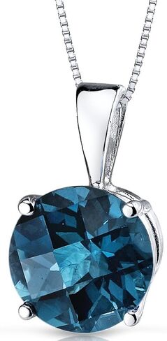 14 Karat White Gold Round Cut 2.50 Carats London Blue Topaz Pendant in Kuwait