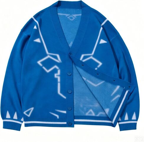 Men's Cardigan for Zelda Link Cosplay Costume Sweater Knitwear Outerwear Fashion Top Blue in Kuwait