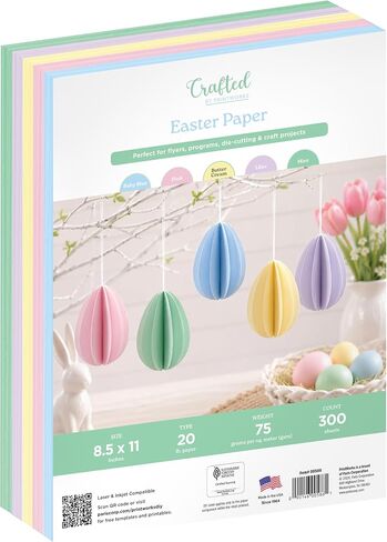 Printworks Easter Colored Paper, 5 Assorted Colors, Perfect for Holiday School and Craft Projects, 300 Sheets, 8.5" x 11" (00586) in Kuwait