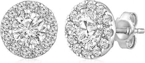 ARAIYA FINE JEWELRY 14K Yellow or White Gold Lab Grown Diamond Halo Stud Earrings (3/4 Carat - 2 Carat, D-E Color, VS Clarity) in Kuwait