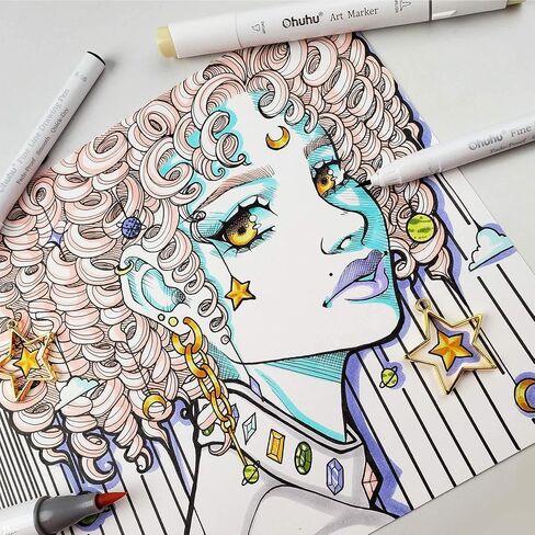 أقلام رسم سائلة من Ohuhu: 9 أحجام من أقلام Fineliner السائلة، أقلام صغيرة بالحبر الأسود، أحجام متنوعة، كتابة سلسة لرسم يوميات فناني الرسوم المتحركة المبتدئين - كوهالا in Kuwait