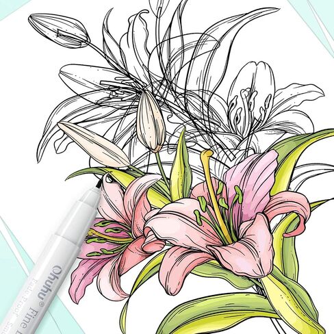 أقلام رسم سائلة من Ohuhu: 9 أحجام من أقلام Fineliner السائلة، أقلام صغيرة بالحبر الأسود، أحجام متنوعة، كتابة سلسة لرسم يوميات فناني الرسوم المتحركة المبتدئين - كوهالا in Kuwait