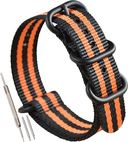Thick Nylon Watch Strap Replacement 4 Rings Long(18 19 20 21 22 23 24 26mm) in Kuwait
