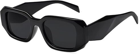 Mriendao Trendy Rectangle Sunglasses for Women Men Vintage Narrow Square Frame 90s Glasses Shades UV400 in Kuwait