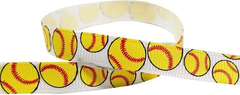 شريط الكرة الطائرة للحرف اليدوية - Q-YO 3/8"-1.5" الكرة الطائرة/الكرة اللينة/كرة القدم شريط Grosgrain لأقواس التشجيع، زي الفريق، الخياطة والمزيد (10yd 3/8" كرة لينة أبيض/أصفر) in Kuwait