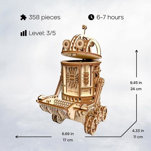 Wood Trick Electric Space Junk Robot Mechanical 3D Wooden Puzzles for Adults and Kids to Build - Motion Sensor - 10x7 in - Model Kits for Adults - DIY Wooden Models for Adults to Build in Kuwait