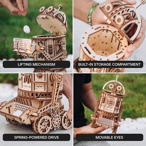 Wood Trick Electric Space Junk Robot Mechanical 3D Wooden Puzzles for Adults and Kids to Build - Motion Sensor - 10x7 in - Model Kits for Adults - DIY Wooden Models for Adults to Build in Kuwait