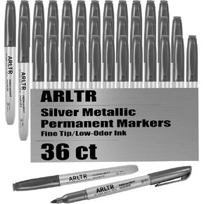 Silver Metallic Permanent Markers 36 Pack, Silver Metallic Pens for Artist Illustration, Industrial Marking, DIY Crafts, Gift Card Making in Kuwait