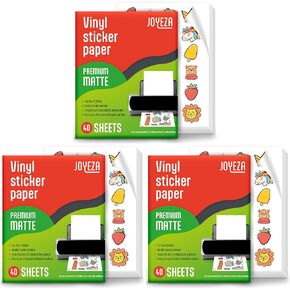 JOYEZA Premium Printable Vinyl Sticker Paper for Inkjet Printer - 25 Sheets Matte White Waterproof, Dries Quickly Vivid Colors, Holds Ink well- Tear Resistant - Inkjet & Laser Printer in Kuwait