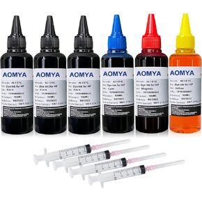 Aomya Ink Refill kit 6x100ml for HP 60 61 63 64 65 902 932 952 564 Refillable Ink Cartridge for HP Envy 4500 4520 5643 OfficeJet 6500a 6500 6000 (3 Black, 1 Cyan, 1 Magenta, 1 Yellow) in Kuwait