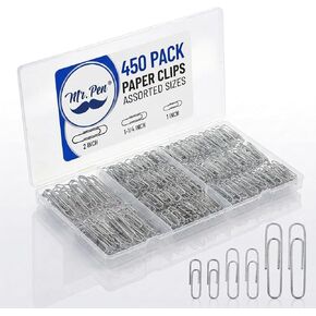 Mr. Pen- Paper Clips, 450 Pack, Silver, Paper Clips Assorted Sizes, Paperclips, Paper Clip, Large Paper Clips, Clips for Paperwork, Small Paper Clips, Big Paper Clips, Paper Clip Assortment, Clip in Kuwait