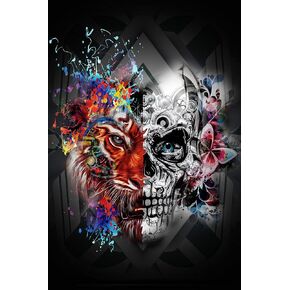 1000 Piece Jigsaw Puzzle for Adults - Tiger and Skull Puzzle - Wooden Puzzle - for Adults Teens Educational Toys Gifts(29.5x19.7 Inches) in Kuwait