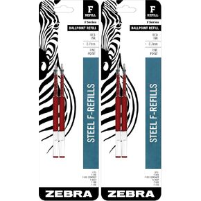 Zebra F-Series Ballpoint Stainless Steel Pen Refill, Fine Point, 0.7mm, Black Ink, 10-Count in Kuwait